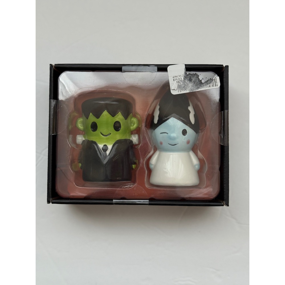 Jack O Lantern Lane Frankenstein Bride Salt and Pepper Shaker Set Halloween
